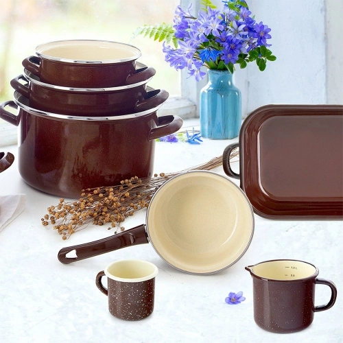 Rondel emaliowany BROWN 12 cm, 350 ml