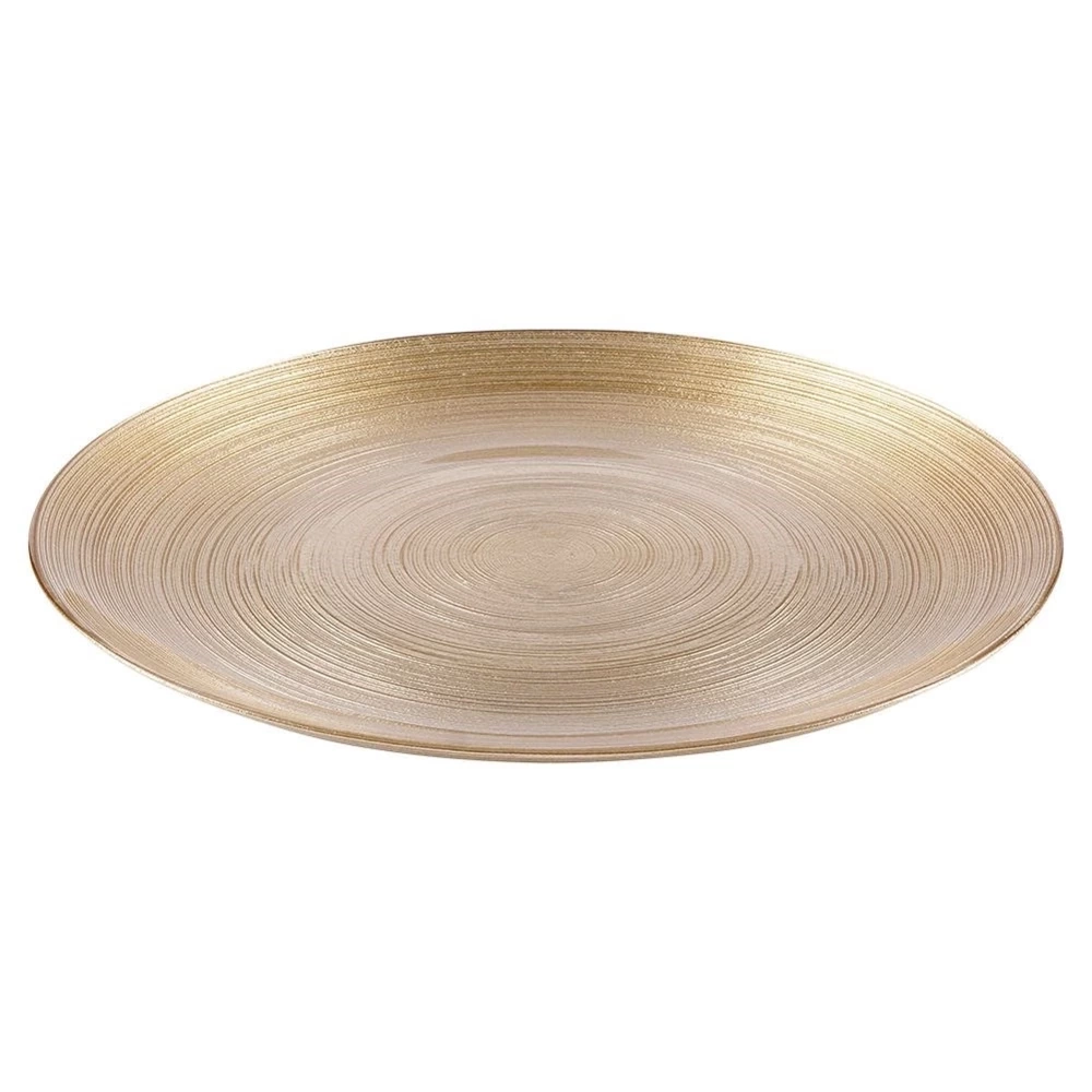 Talerz obiadowy płytki szklany złoty 28 cm