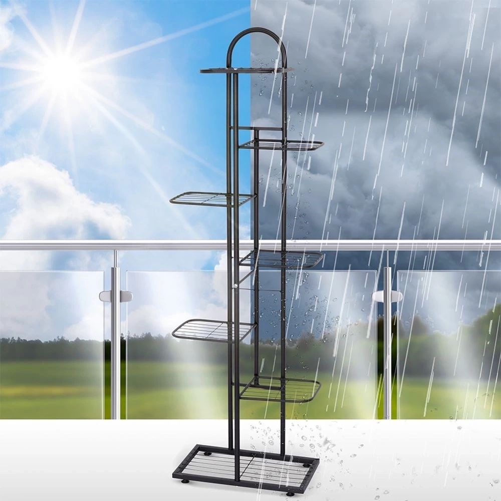 Kwietnik metalowy czarny 7-poziomowy 126 cm