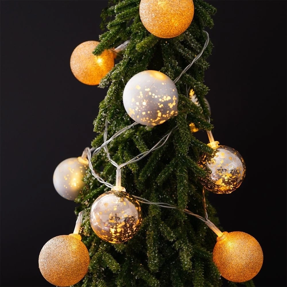 Lampki bombki świecące 10 LED szampańskie 4 cm