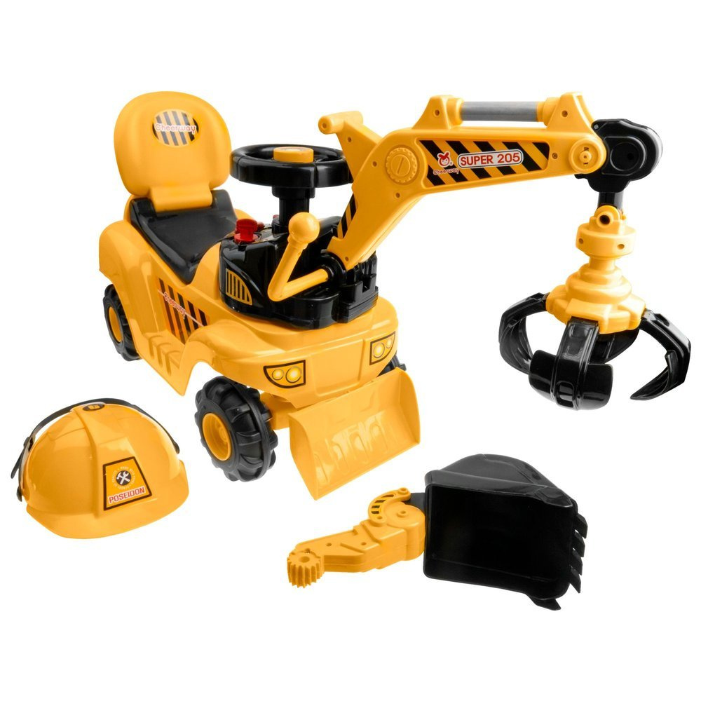 Koparka z chwytakiem dla dzieci Jeździk Pchacz 3w1 + Kask