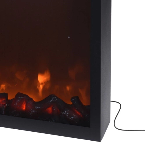 Kominek elektryczny LED metalowy czarny 41x35 cm