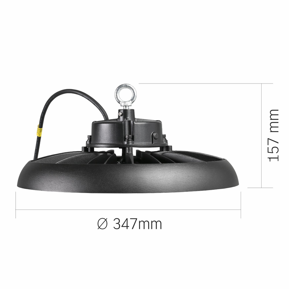 Lampa przemysłowa LED High Bay 200W 5000K 36000lm czarna do hali magazynu