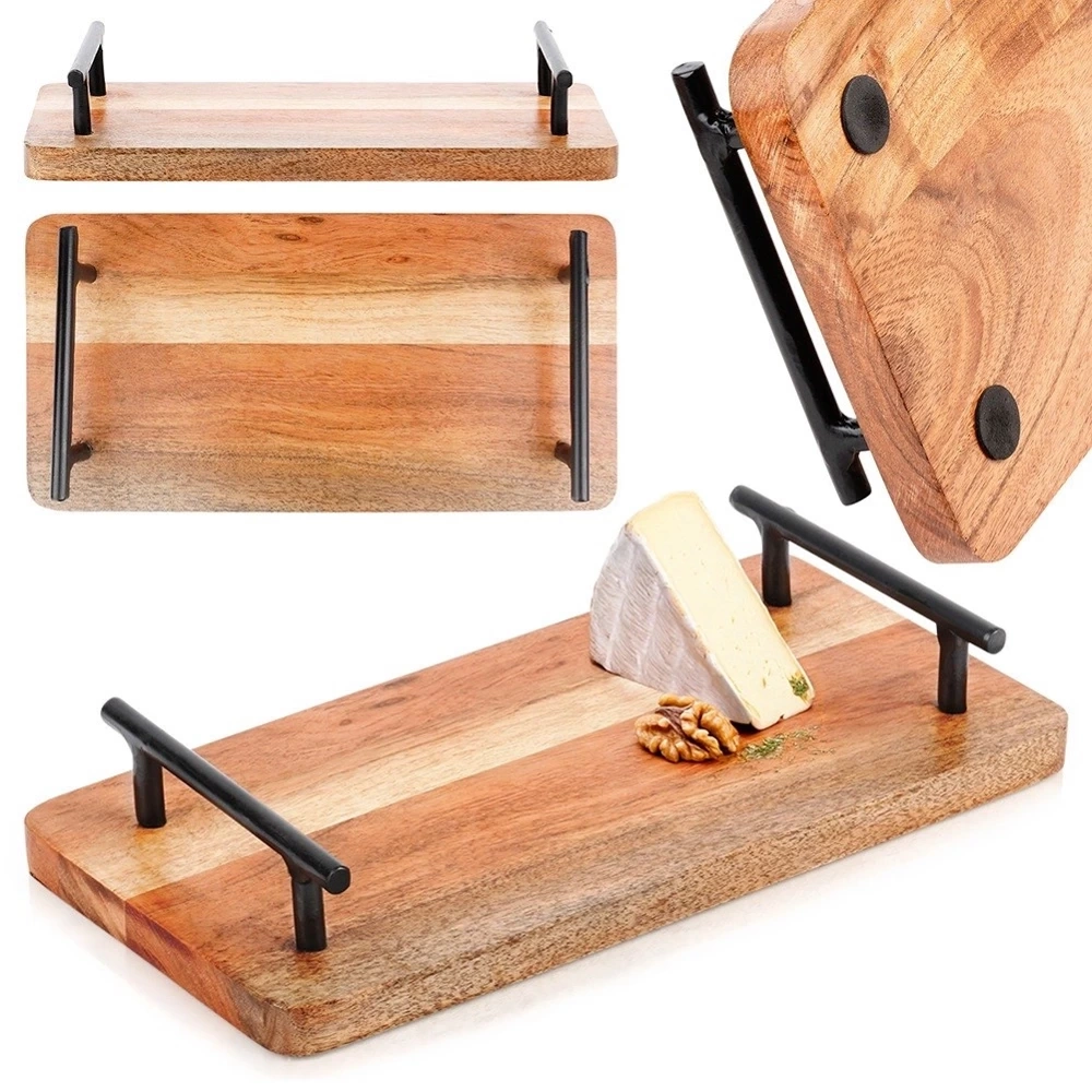 Taca do serwowania drewniana z uchwytami 30x15,5 cm