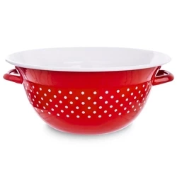 Miska kuchenna emaliowana czerwona w grochy TECKA 26 cm, 2,5 l