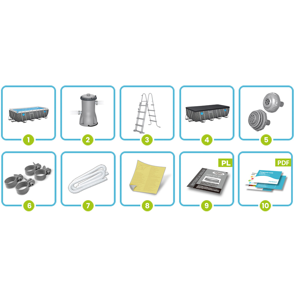 Bestway Basen stelażowy Splashview 488x244x122cm szary rattan 10w1 561MB