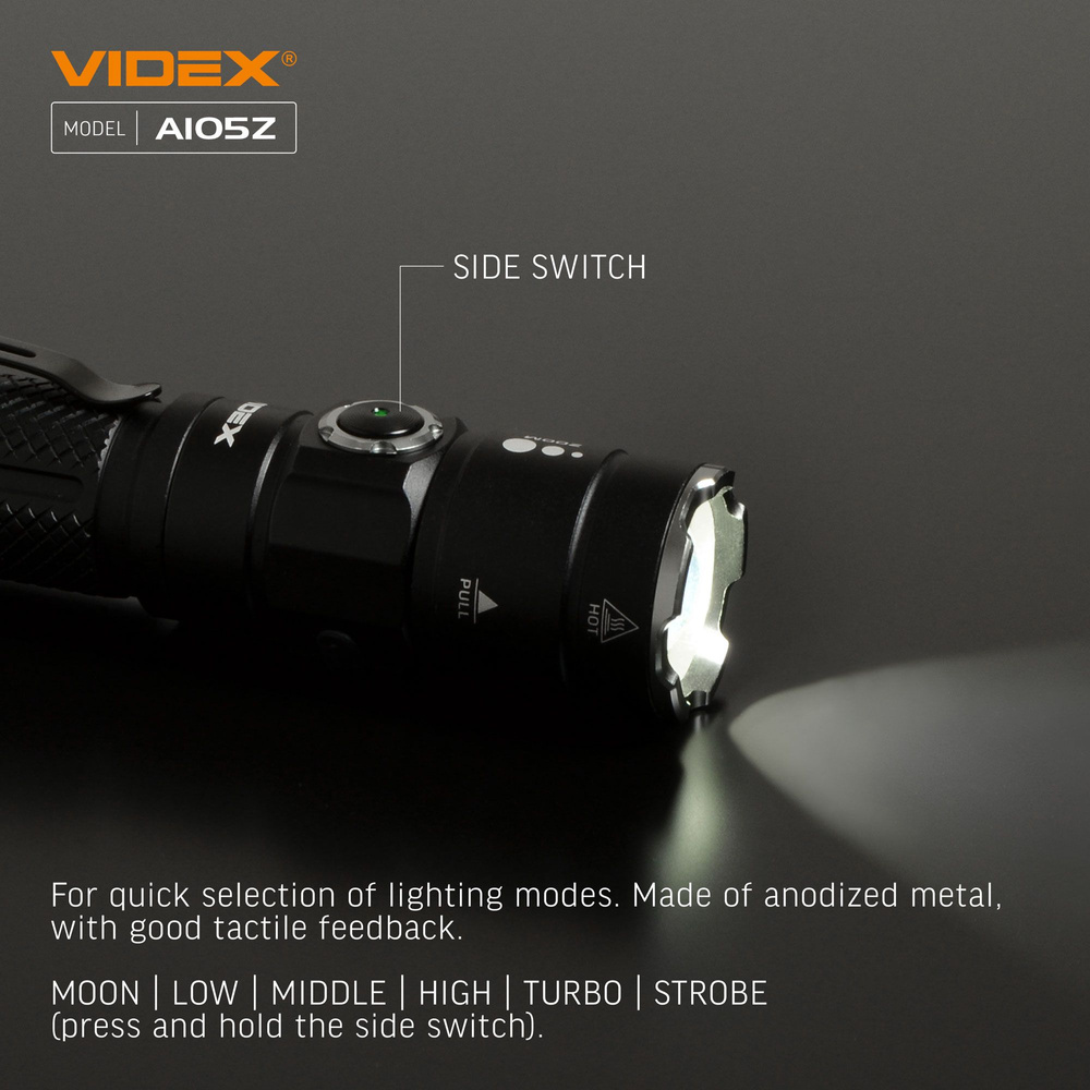 Latarka Videx LED 1200lm IP44 neutralna biel 5000k 8 trybów zasięg 215m