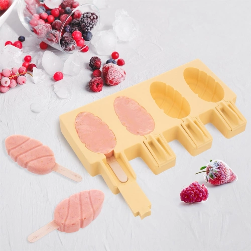 Forma do lodów silikonowa z pokrywką żółta