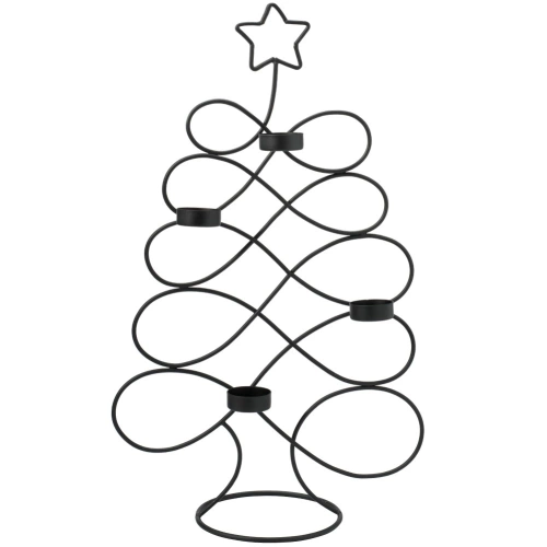 Świecznik metalowy czarny choinka 49 cm