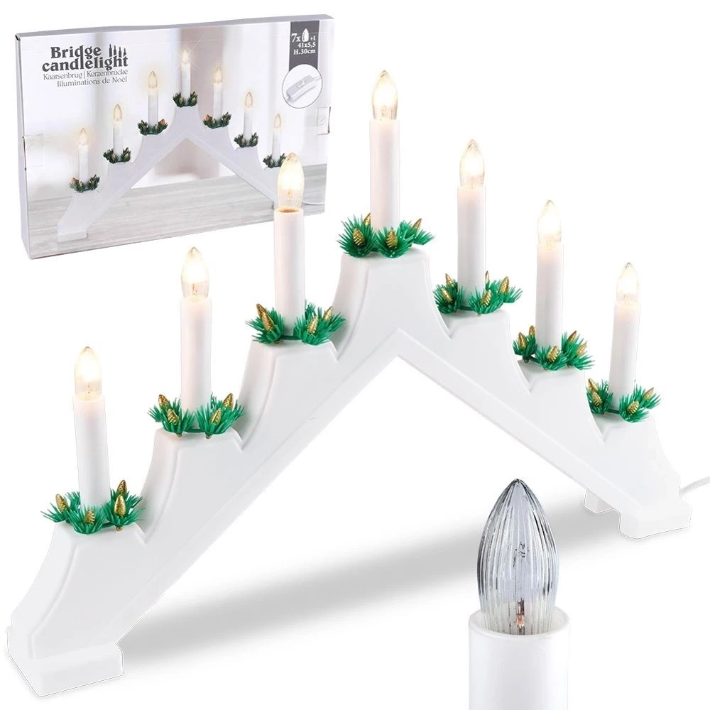 Świecznik adwentowy na 7 świeczek biały 41,5x29 cm