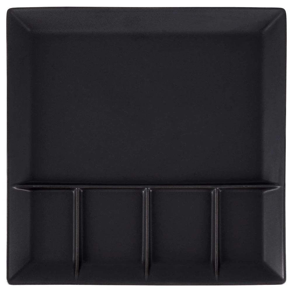 Talerz dzielony porcelanowy czarny 25x25 cm