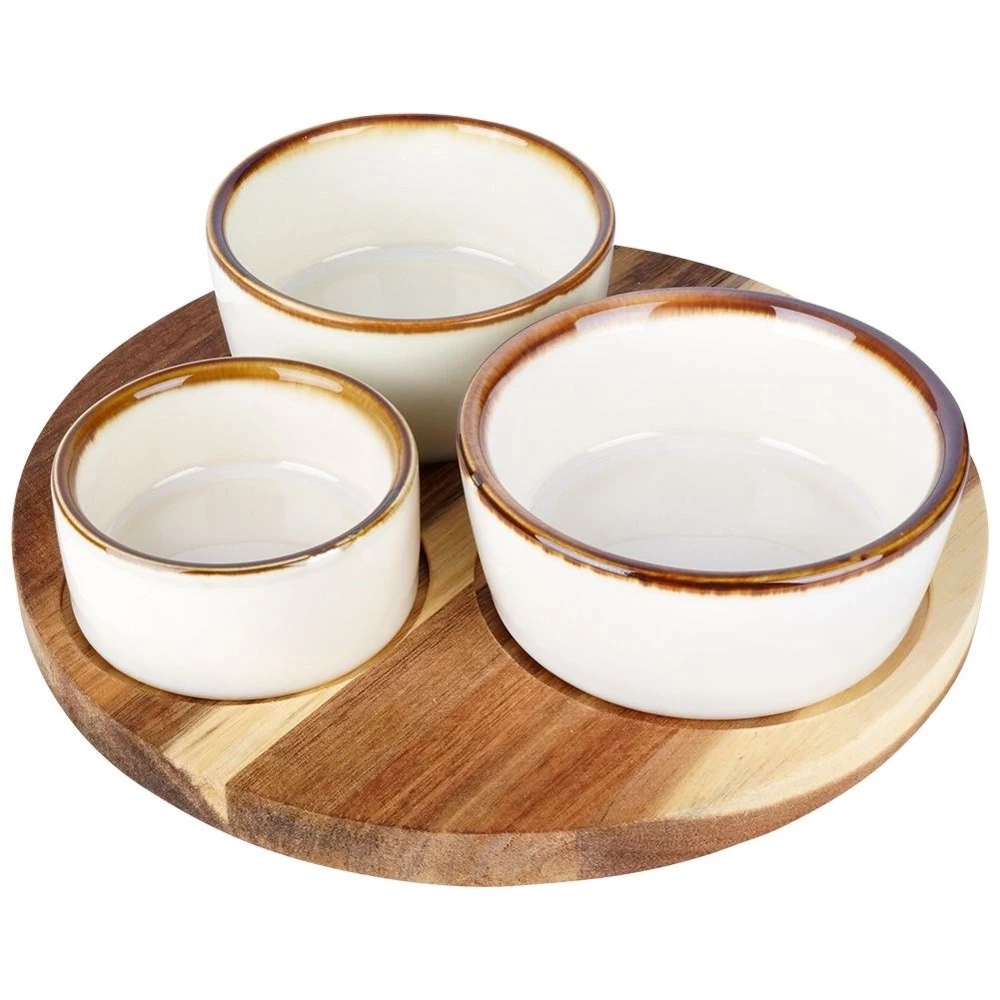 Miseczki na przekąski ceramiczne na tacy 20 cm 3 szt.