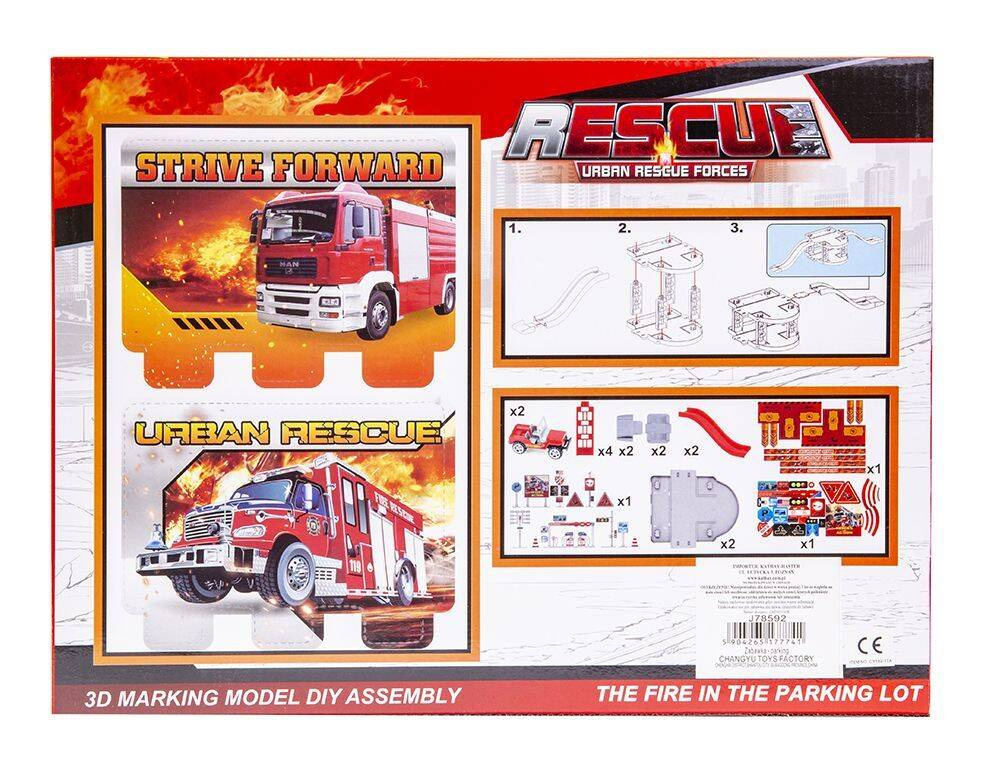 Parking straż pożarna w zestawie z 2 autkami