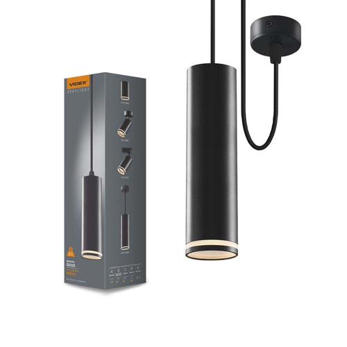 Oprawa wisząca punktowa oświetleniowa czarna tuba aluminium Videx 30W GU10