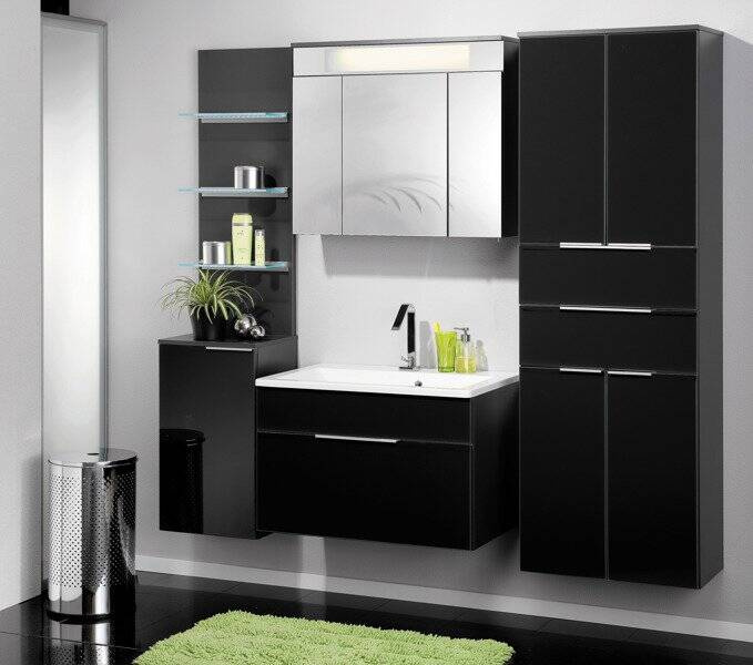 Szafka lustrzana 3D - 80 cm z kolekcji KARA antracyt z oświetleniem LED