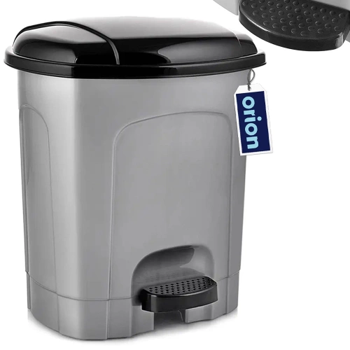 Kosz na śmieci z pedałem plastikowy szary 5,5 l