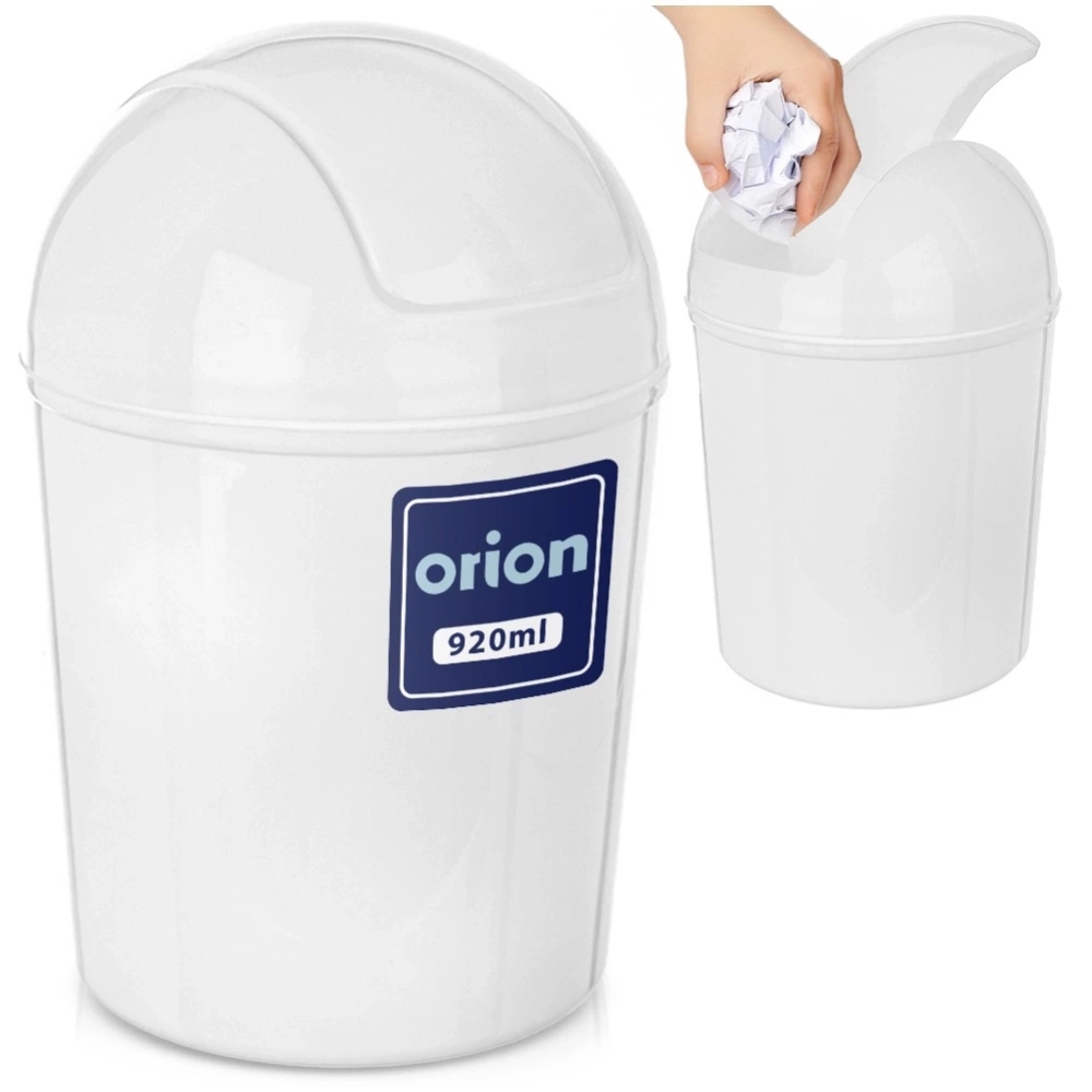 Kosz na śmieci łazienkowy plastikowy biały 920 ml