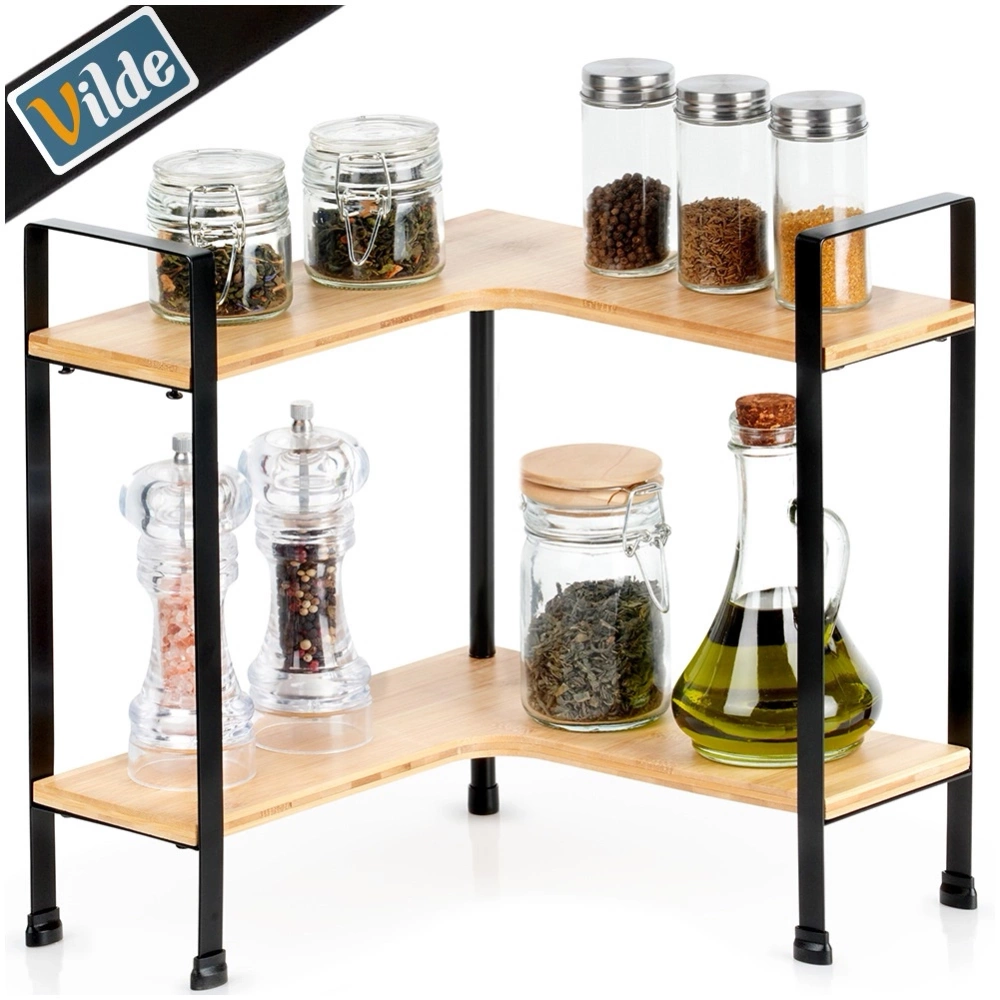 Półka kuchenna bambusowa narożna 2-poziomowa 29,5x29,5x33,5 cm