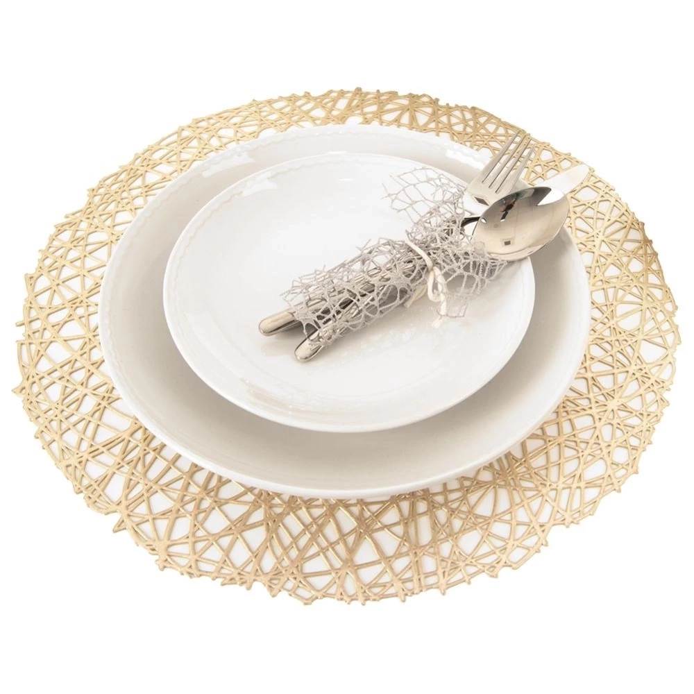 Podkładka na stół gumowa złota okrągła 39 cm