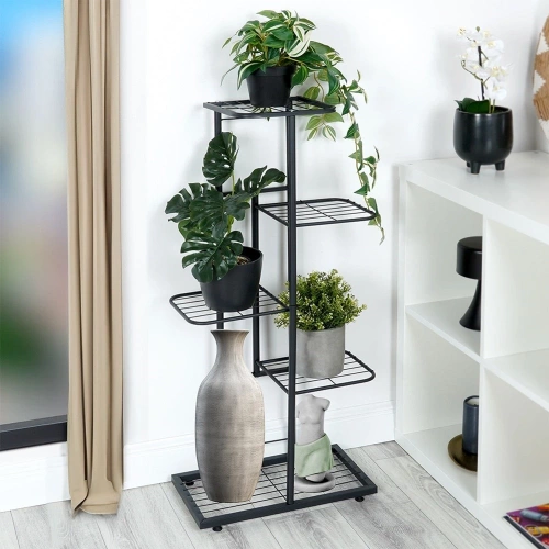 Kwietnik metalowy czarny 5-poziomowy 96 cm