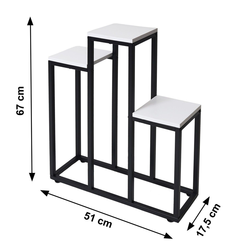 Kwietnik stojący metalowy piętrowy stojak na 3 kwiaty regał półki biały