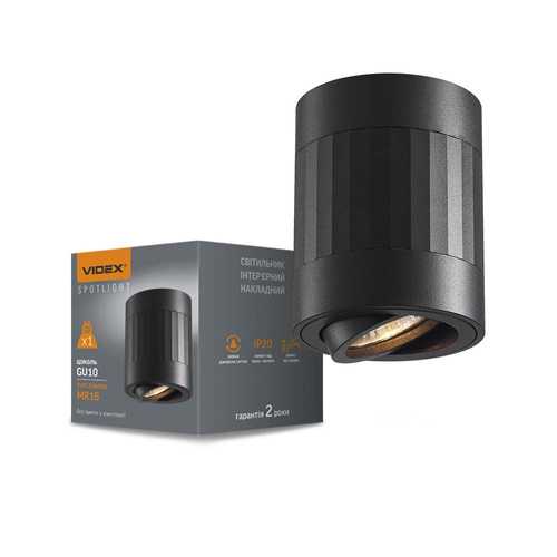Oprawa sufitowa punktowa VIDEX-GU10-PAUL-BLACK