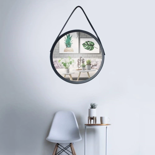 Lustro ścienne czarne okrągłe 52 cm