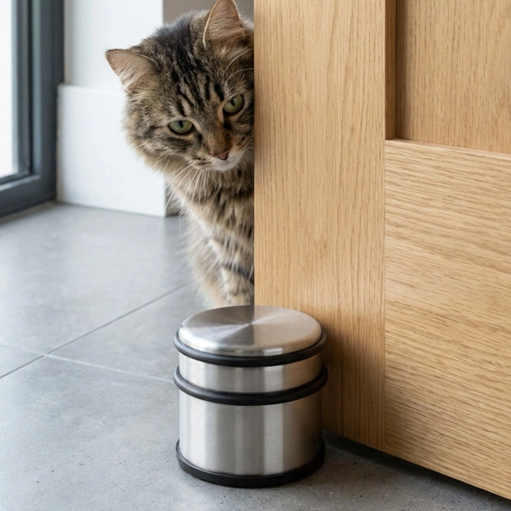 Stoper do drzwi stalowy srebrny 9,5 cm