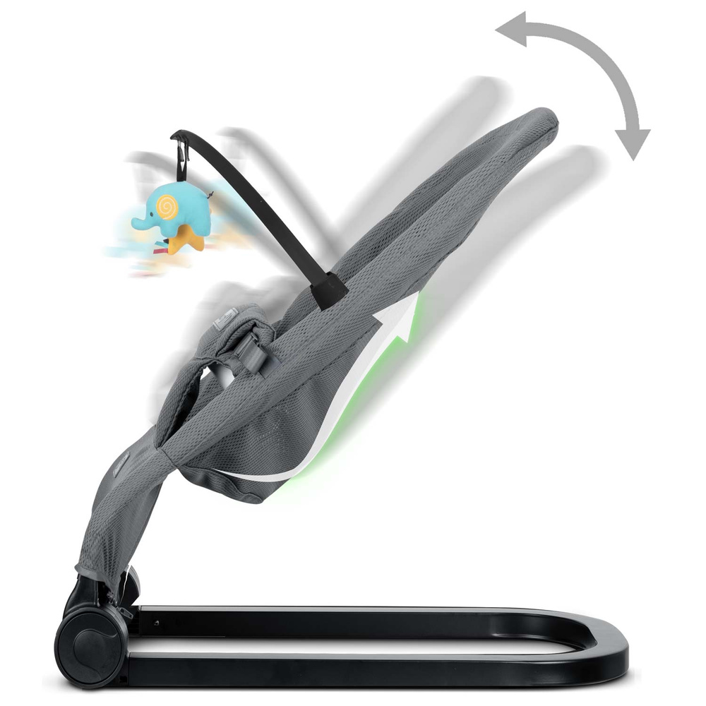 Leżaczek bujaczek z zabawkami - szary