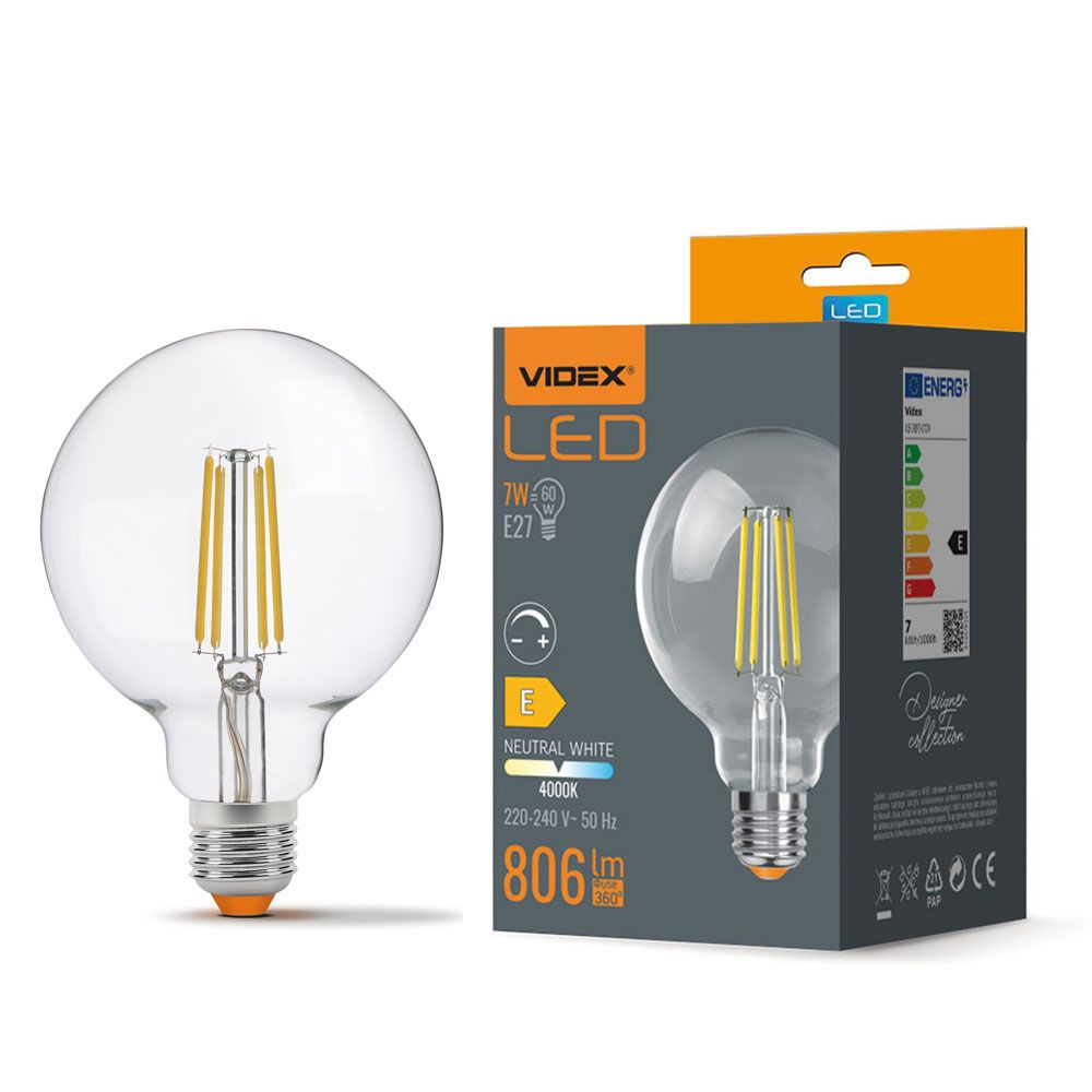 Żarówka Videx LED E27 Kula 7W = 60W 806lm 4000K Neutralna 360° Ściemnialna