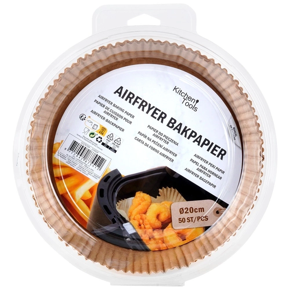Wkład do frytkownicy Air Fryer beztłuszczowej papierowy okrągły 20 cm 50 szt.