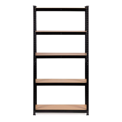 Regał magazynowy metalowy czarny 2w1, 5 jasnych półek 180x90x40 cm