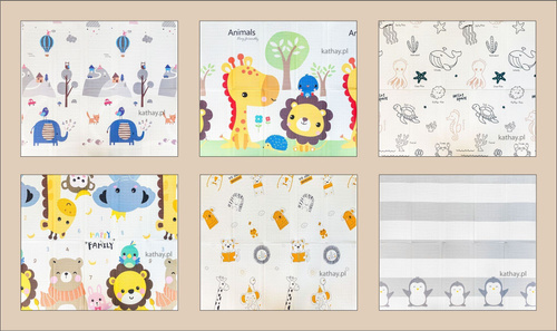 Dwustronna składana kolorowa edukacyjna piankowa mata dziecięca 180x200 cm - safari