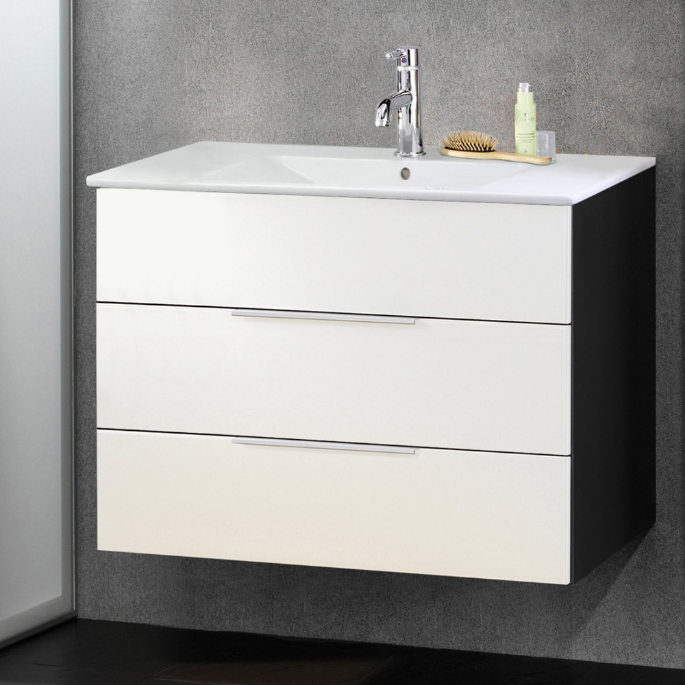Szafka pod umywalkę antracyt + białe lakierowane szkło 79,4 cm Kara Fackelmann 80953