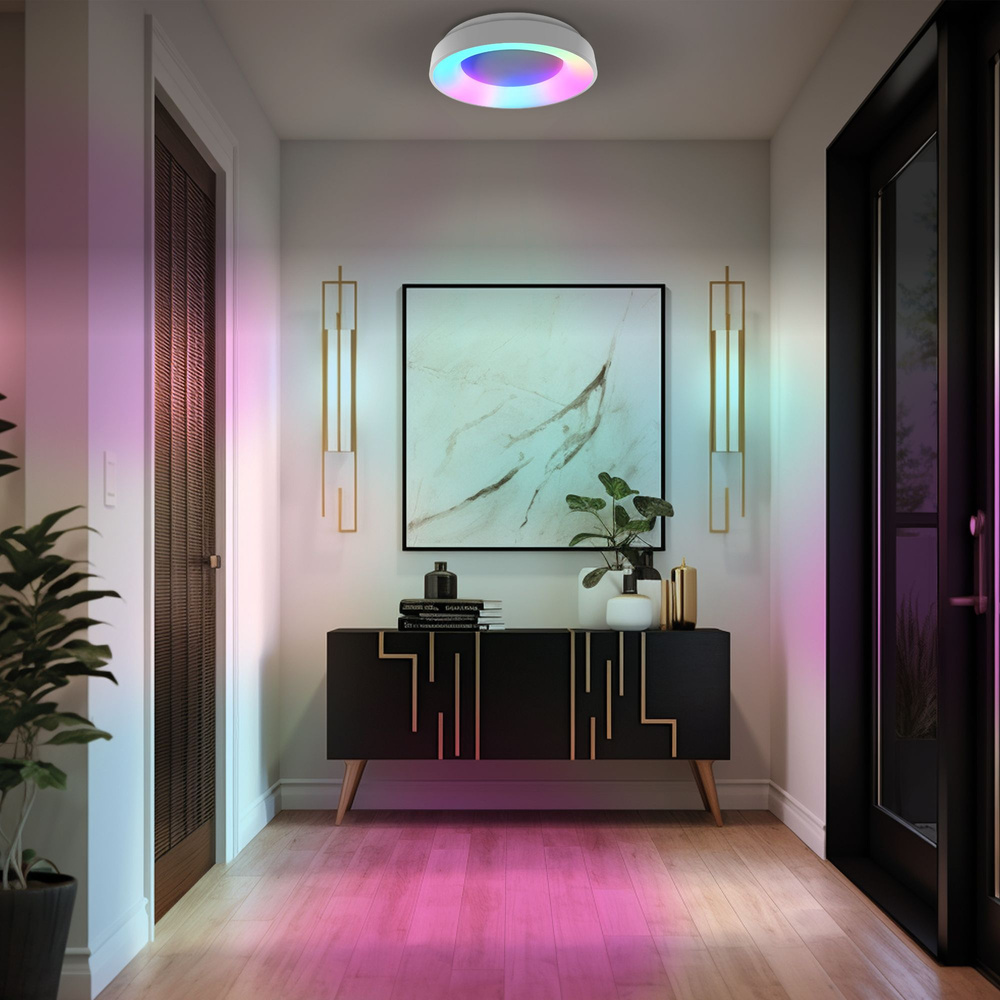 PLAFON LED LAMPA SUFITOWA OKRĄGŁA BIAŁA ZMIENNA BARWA KOLORY RGB 72W +PILOT