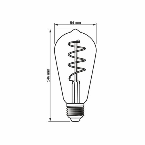 Żarówka LED E27 ST64 4W 28W Filament Ściemnialna