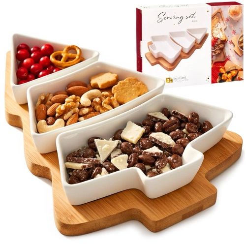 Miseczki na przekąski porcelanowe na tacy 4 el.