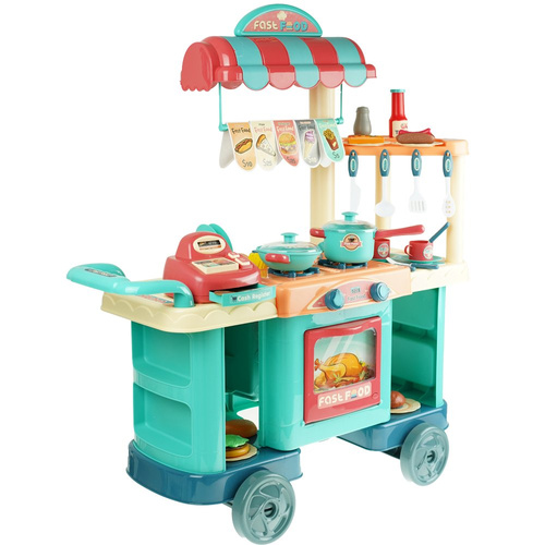 Duża kuchnia na kółkach kasa Fast Food+ Akcesoria dla dzieci