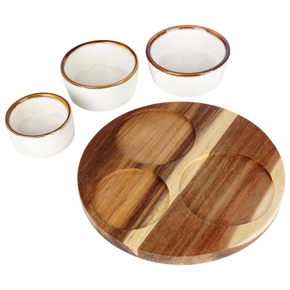 Miseczki na przekąski ceramiczne na tacy 20 cm 3 szt.
