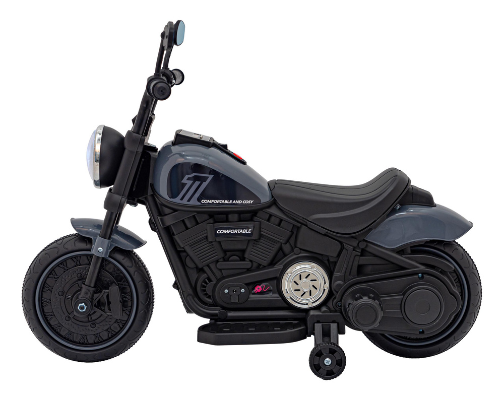 Motorek Chopper FASTER na akumulator dla dzieci Szary + Radio FM + Panel audio + LED