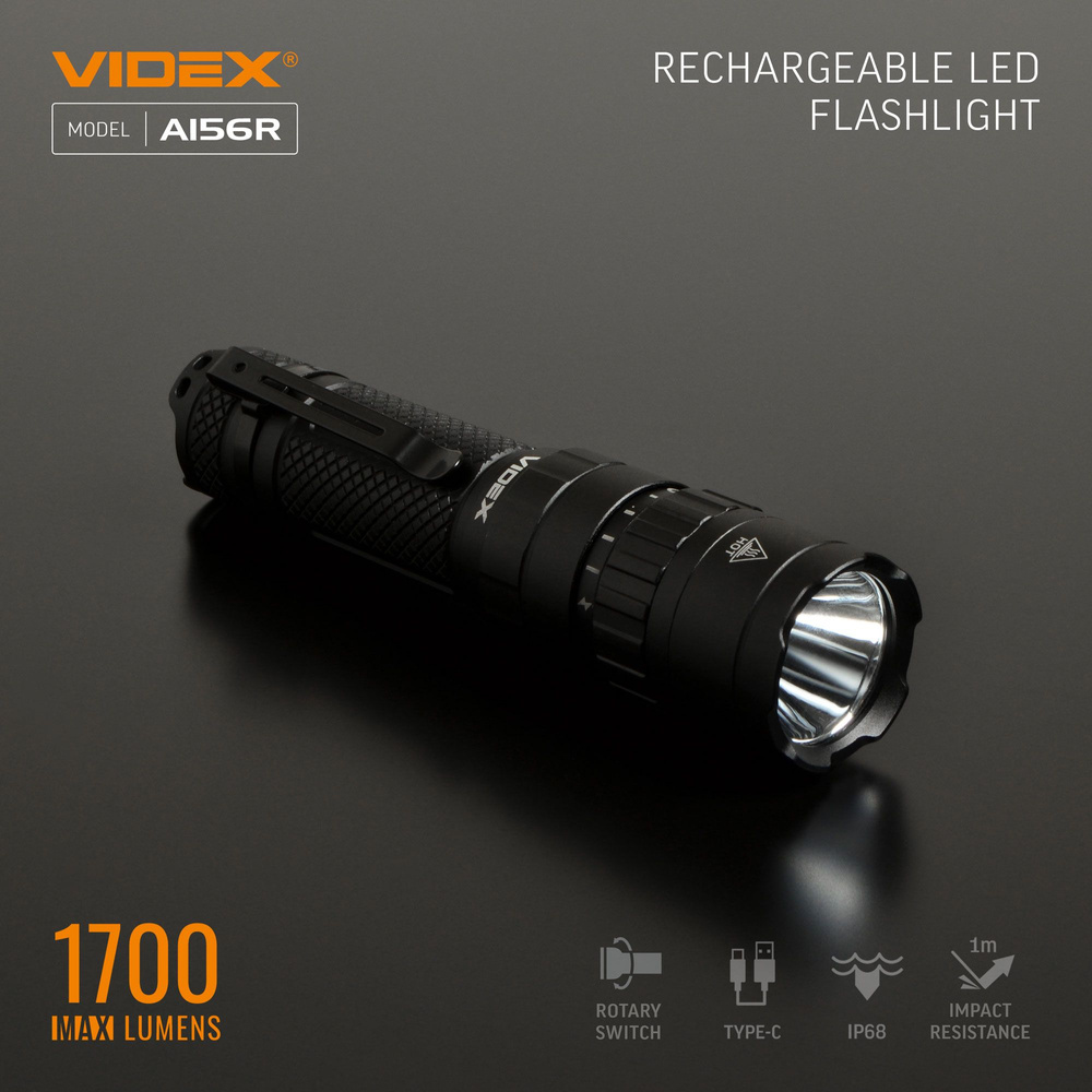 Latarka Videx LED 20W 1700lm IP68 neutralna biel 6500k 8 trybów zasięg 210m