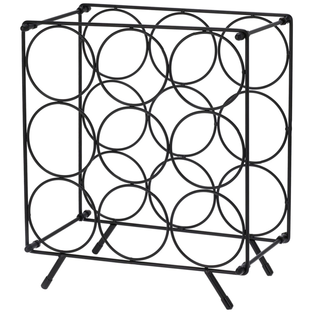 Stojak na wino metalowy czarny 9 butelek