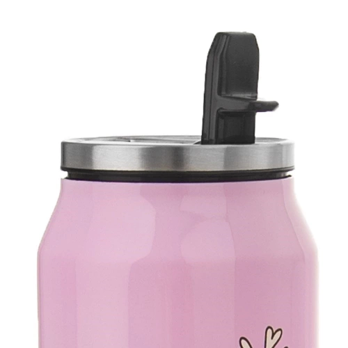 Kubek termiczny puszka różowy SERCE 400 ml