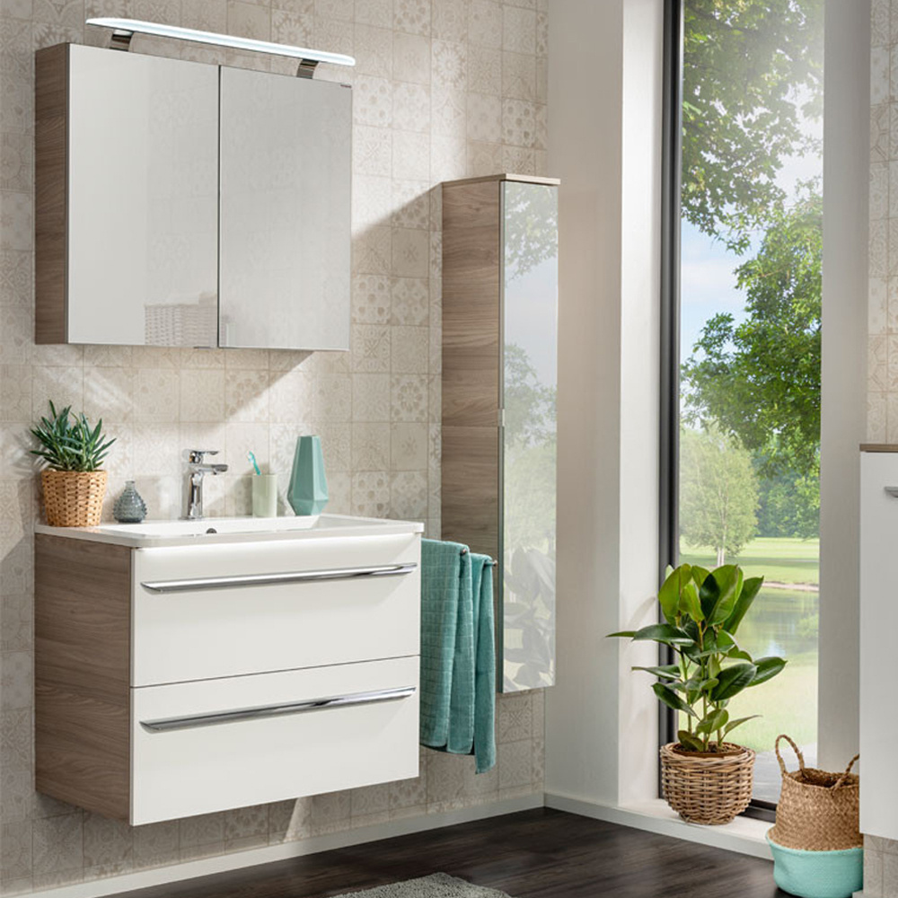 Zestaw mebli łazienkowych z serii Luxor 80 cm szary dąb + biały Fackelmann