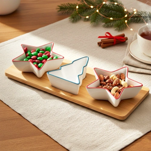 Miseczki na przekąski porcelanowe na tacy 4 el.