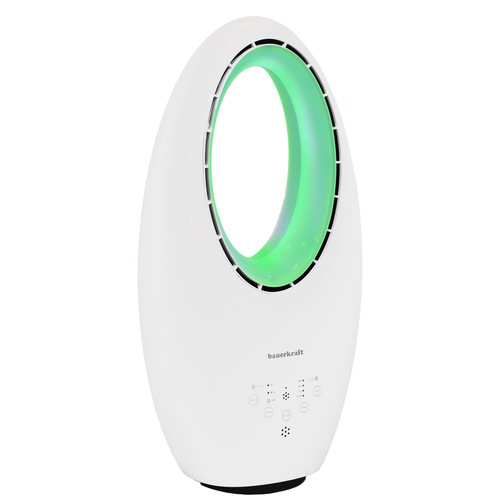 Nowoczesny wentylator stojący bezłopatkowy podłogowy pilot timer LED kolory biały 3 tryby obrotowy