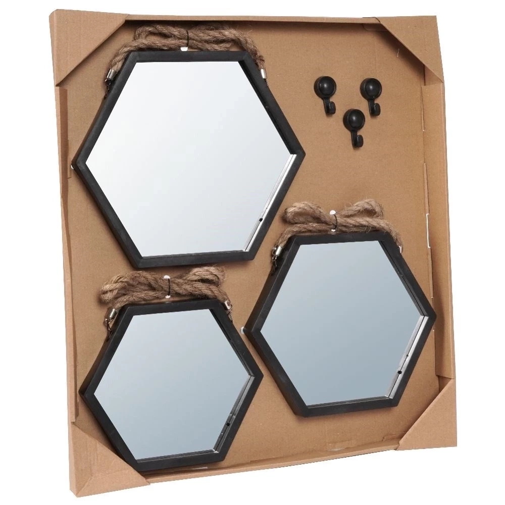 Lustro ścienne czarne 3 szt.