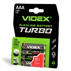 Baterie alkaliczne Turbo VIDEX AAA 1300 mAh 4 szt. BLISTER