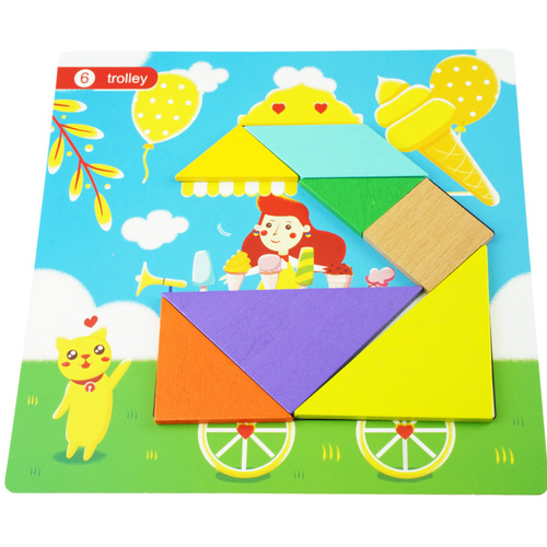 Kreatywna układanka edukacyjna mozaika Tangram klocki drewniane