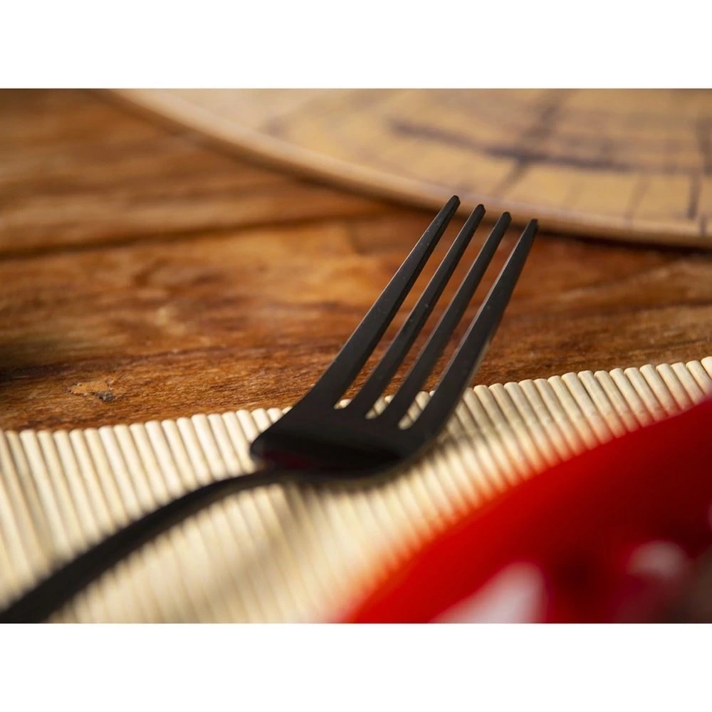 Zestaw sztućców stalowy czarny dla 6 osób BLACK 24 el.